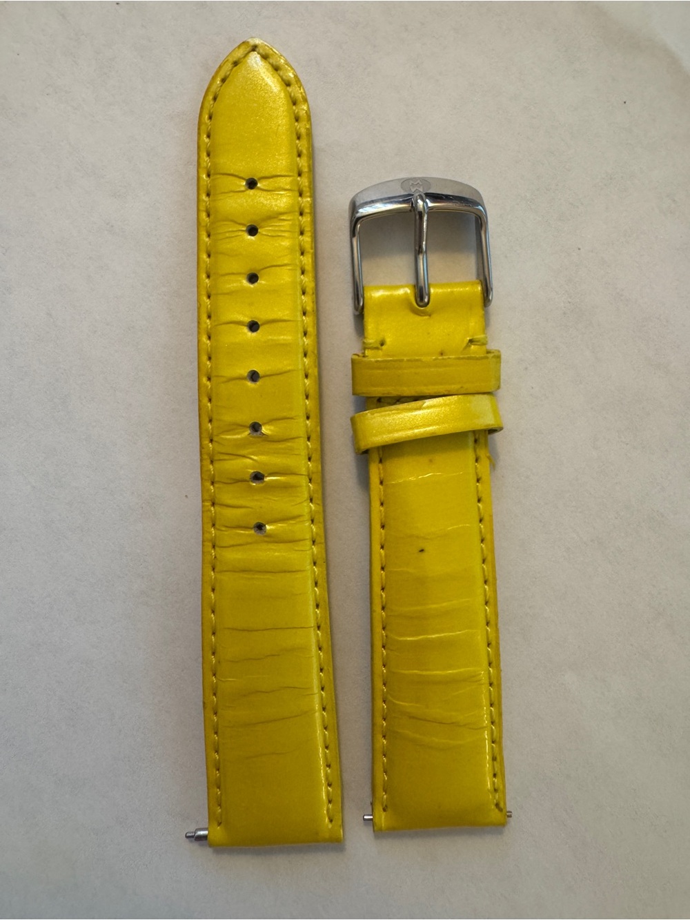 ON HOLD- Michele Hot Pink and Yellow Leather Watch Straps - Picture 2 of 2